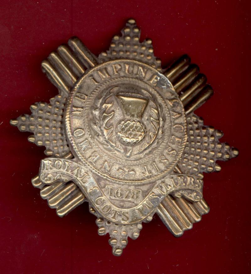 Scottish 1st Bn. Royal Scots Fusiliers Victorian Pipers feather bonnet badge