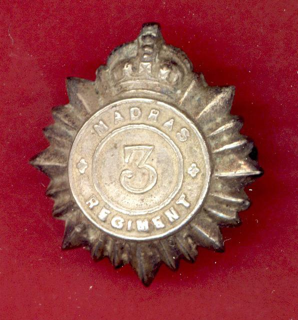 Indian Army. 3rd Madras Regiment Edwardian head-dress badge.
