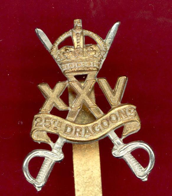 25th Dragoons WW2 War raised cap badge