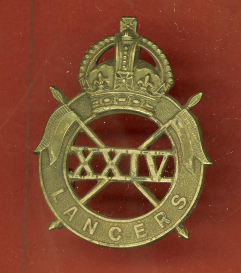 24th Lancers WW2 Officer's OSD cap badge