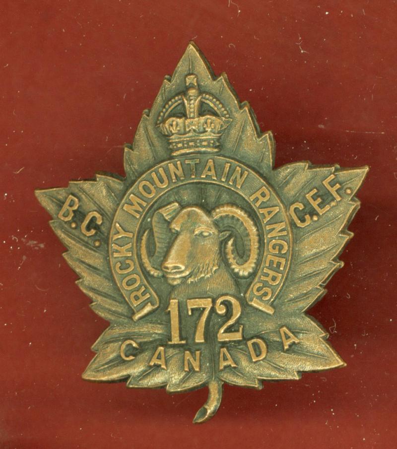 Canadian 172nd Rocky Mountain Rangers. Bn. WW1 CEF  badge