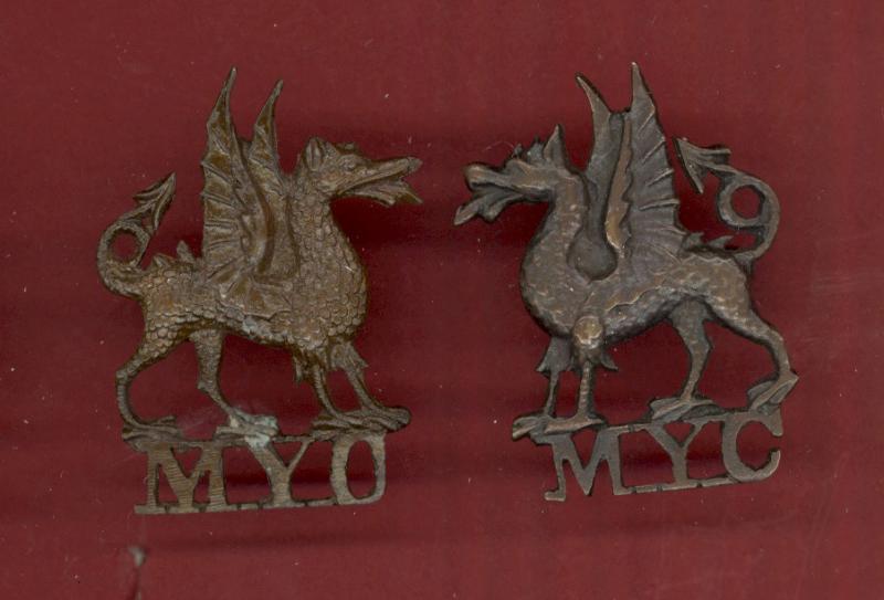 Montgomeryshire Yeomanry Cavalry Officer's Victorian collar badges