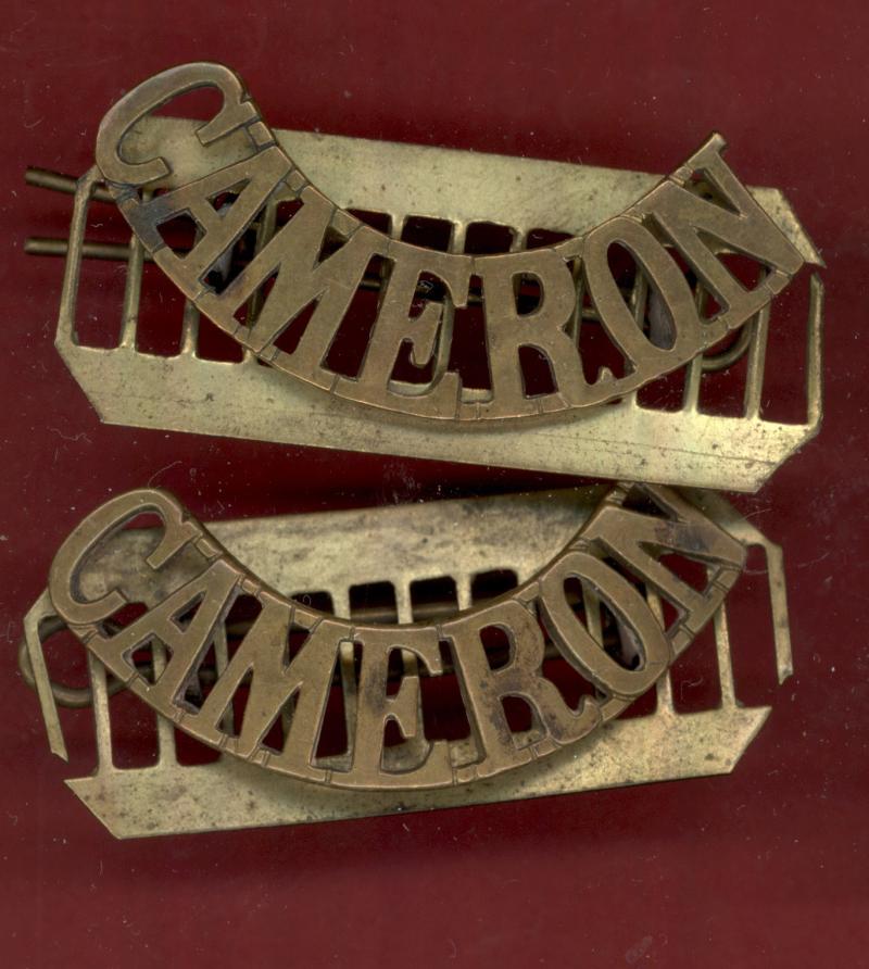 Scottish Q.O. Cameron Highlanders WW1 shoulder titles