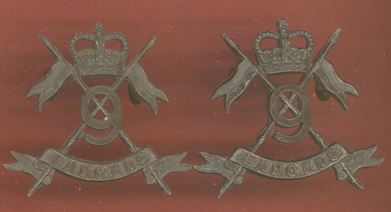 9th Queen's Royal Lancers Officer's OSD collar badges