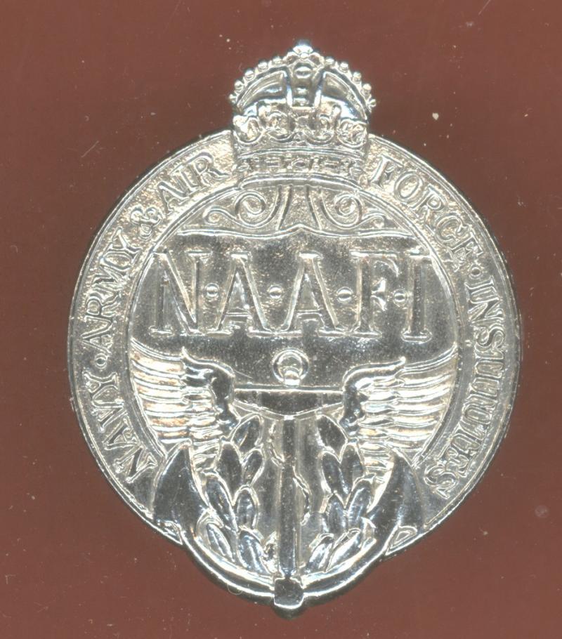 N.A.A.F.I. WW2 CHROME CAP BADGE