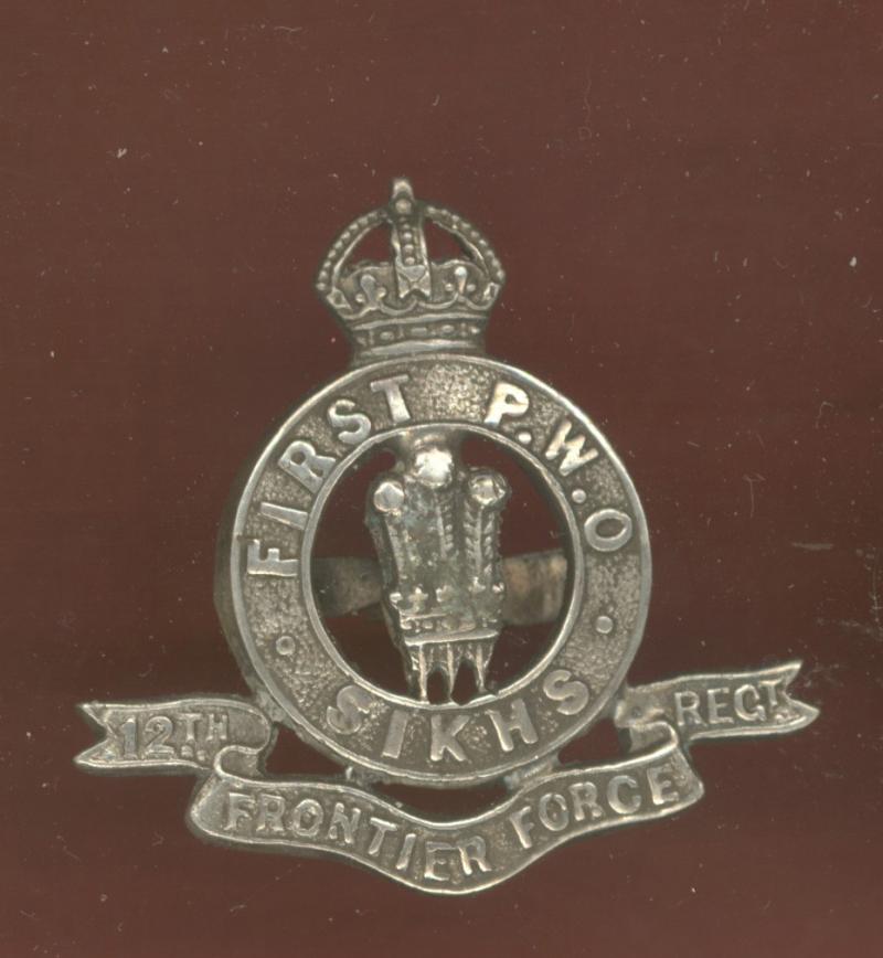 Indian Army 1st P.W.O. Sikhs 12th F.F. Regt. Officer's cap badge