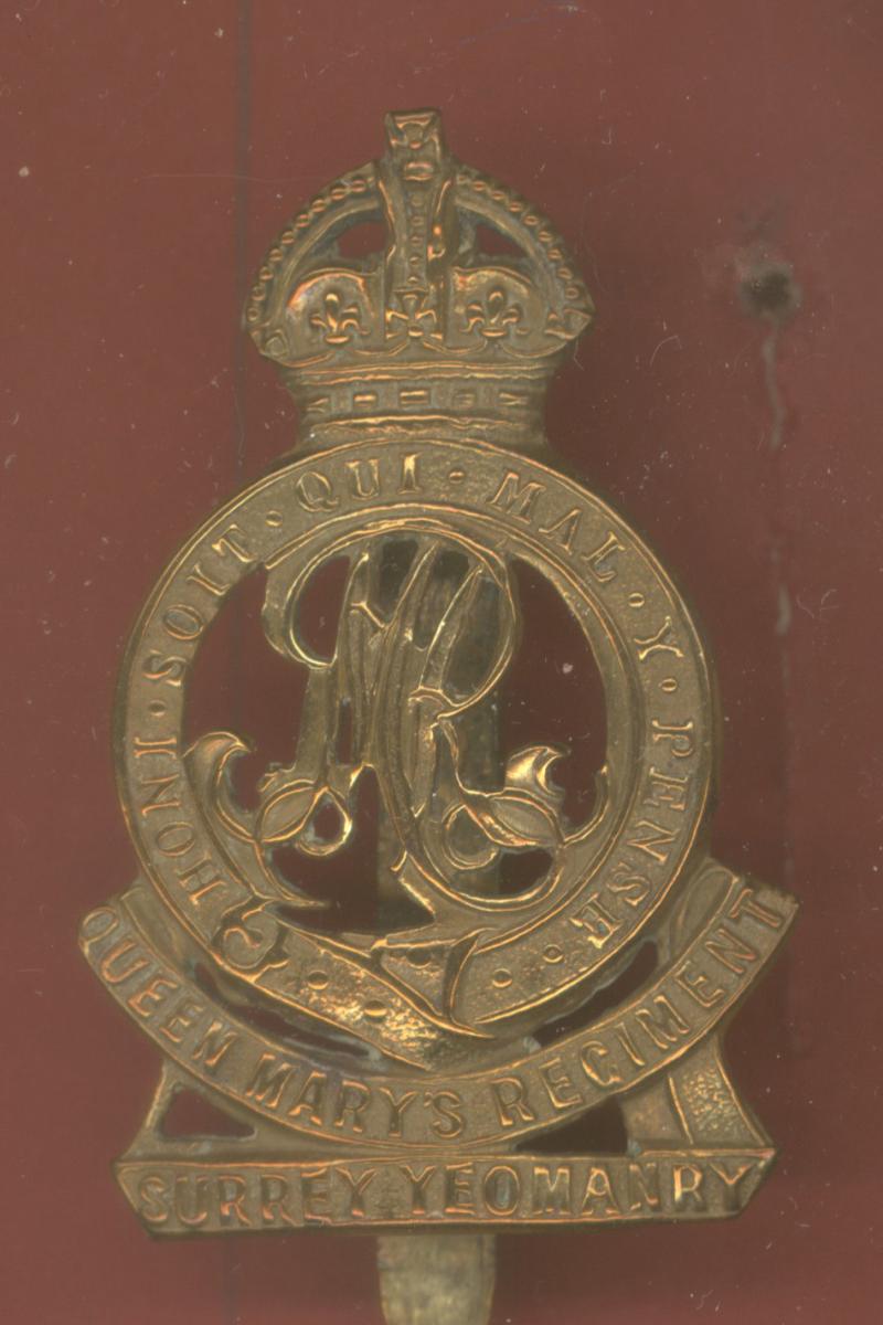 QMR Surrey Yeomanry WW1 OR' cap badge