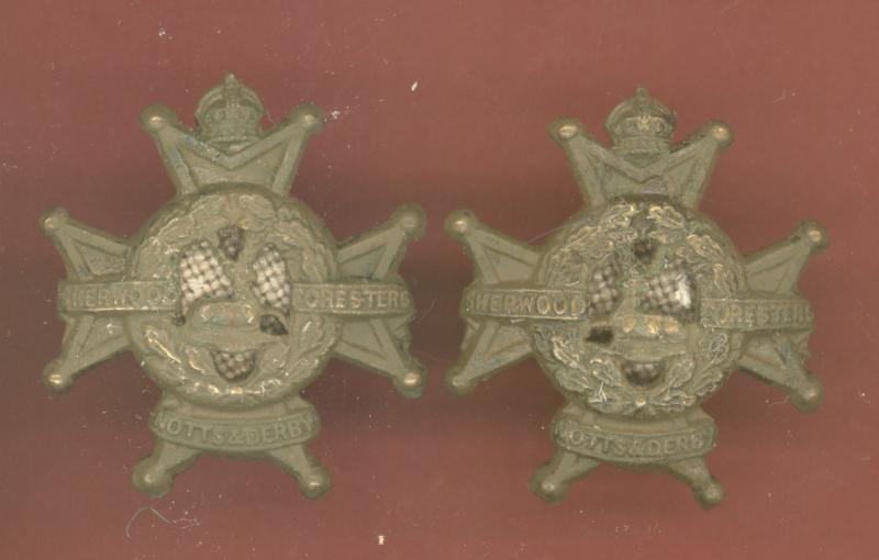 The Sherwood Foresters Notts & Derby Regiment Officers OSD collar badges