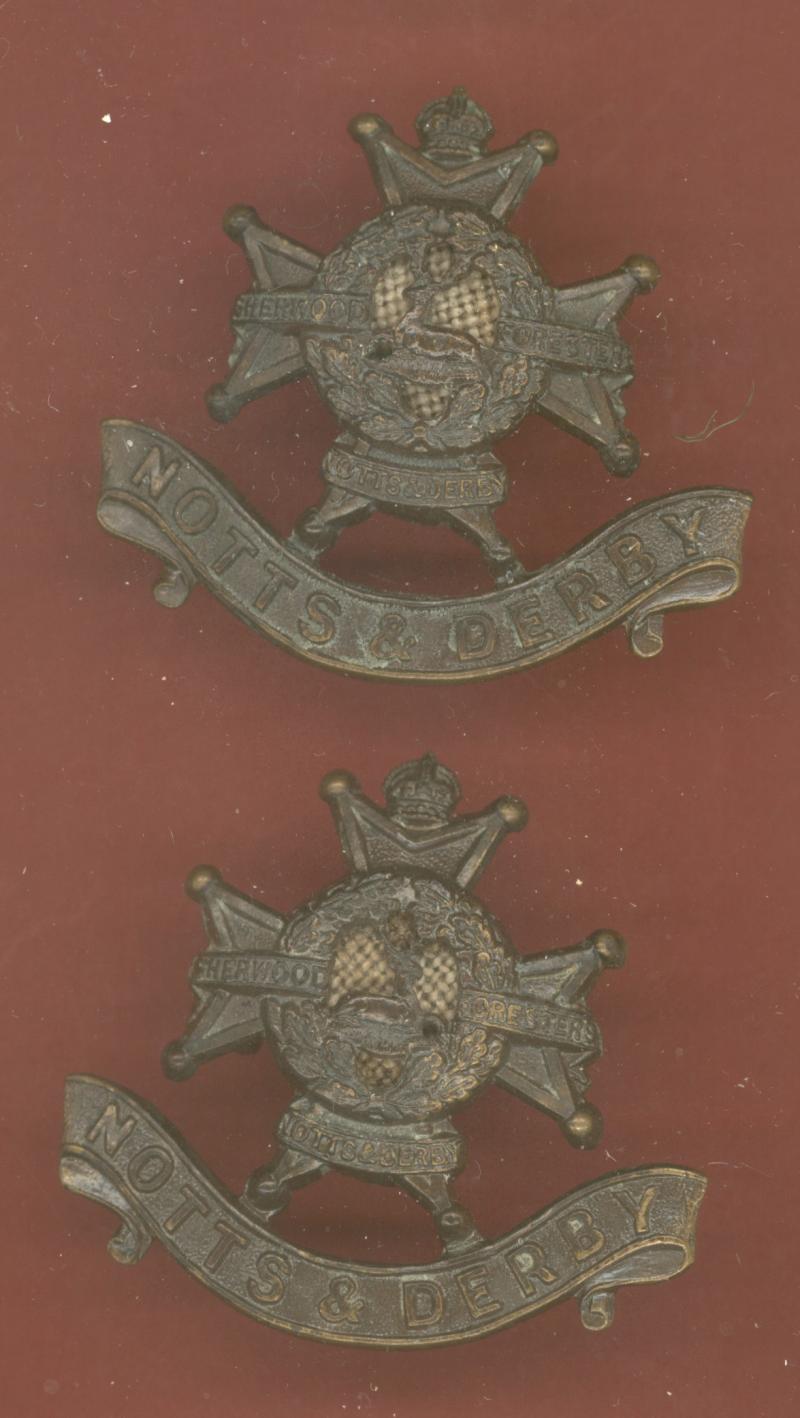 The Sherwood Foresters Notts & Derby Regiment Officers OSD collar badges