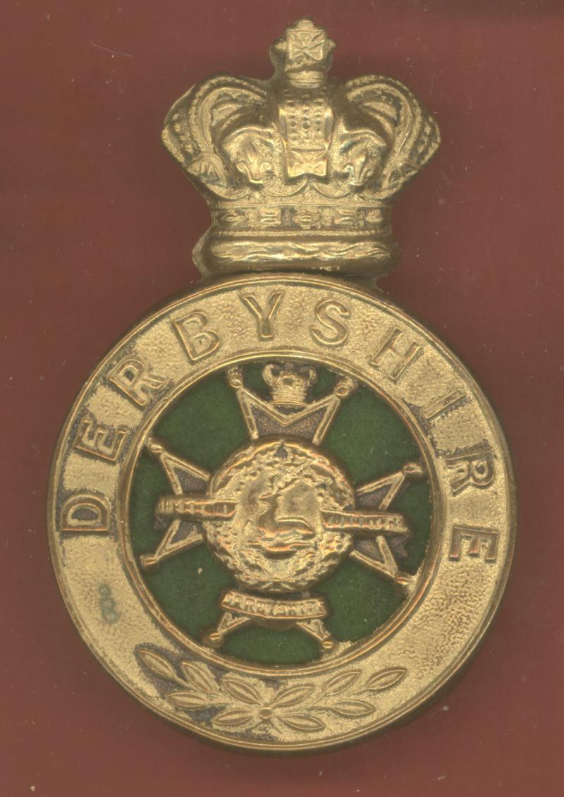 Derbyshire Regiment Victorian OR’s brass glengarry badge