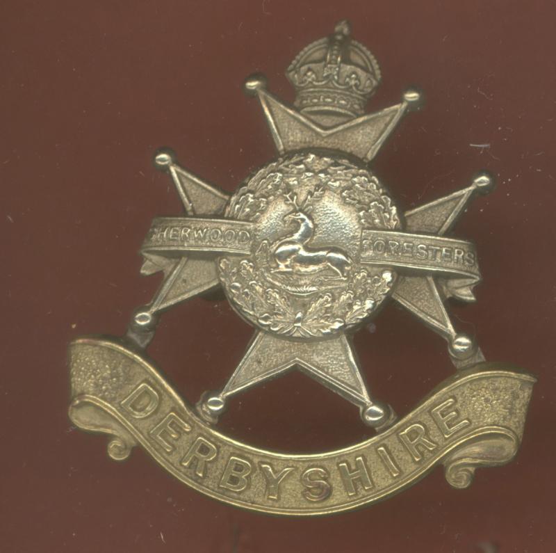 Sherwood Foresters ( Derbyshire) Edwardian OR's forage cap badge