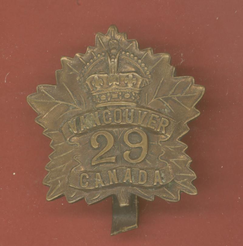 Canadian 29th Vancouver Tobin's Tigers Bn. WW1 CEF cap badge