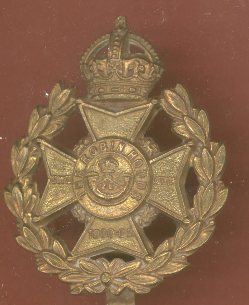 The Robin Hood Rifles WW1 OR's cap badge