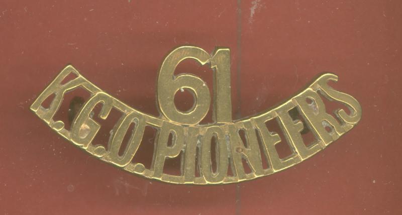 Indian Army 61st K.G.O. Pioneer Regt. WW1 shoulder title