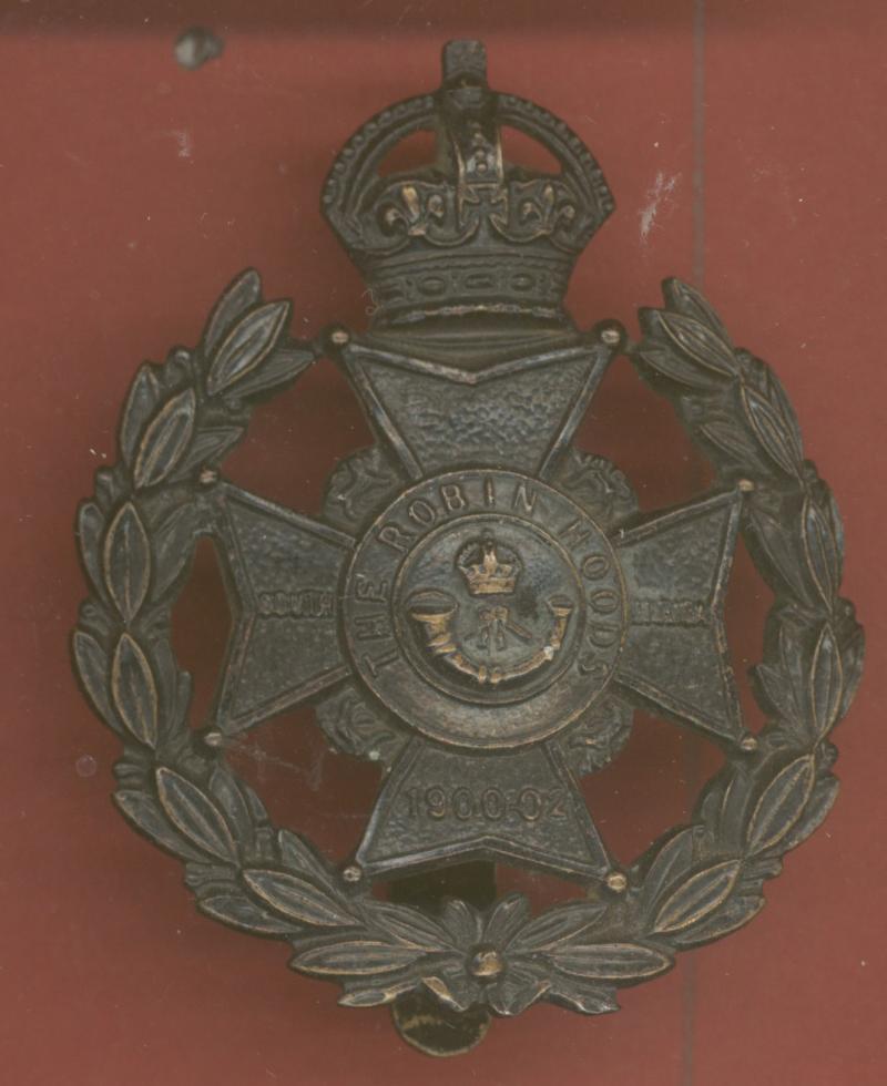 The Robin Hood Rifles WW1 OR's cap badge