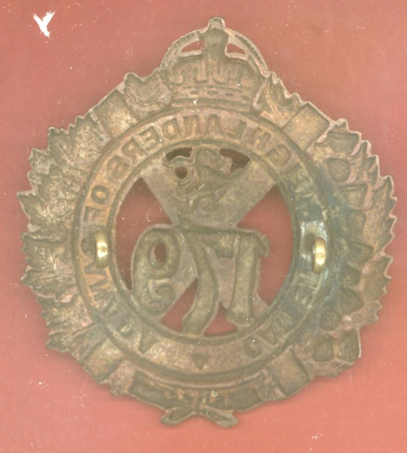 Canadian 179th Cameron Highlanders of Canada Bn. WW1 CEF Officer's OSD glengarry badge