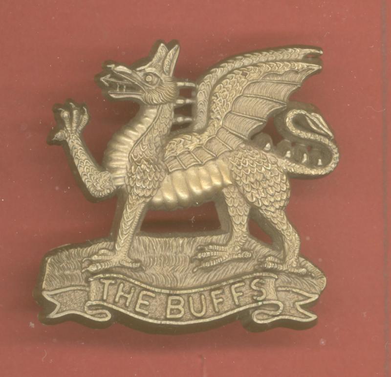 The Buffs Royal East Kent Regiment WW2 plastic economy cap badge