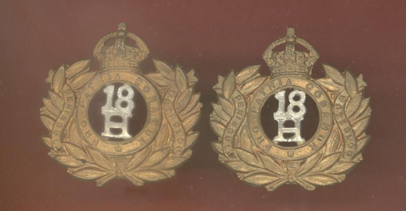 18th Hussars Edwardian OR's collar badges
