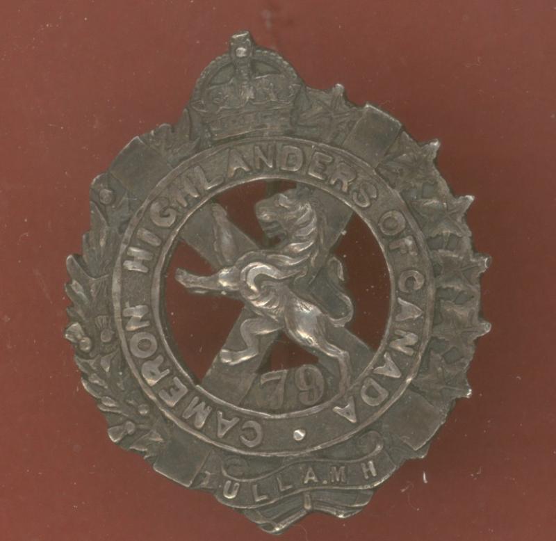 Canadian Militia 79th Cameron Highlanders of Canada silver sweetheart badge