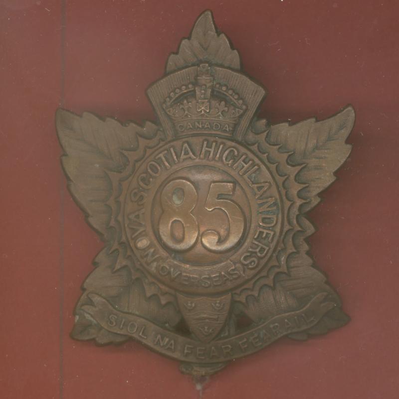 Canadian 85th Nova Scotia Highlanders Bn. WW1 CEF glengarry badge