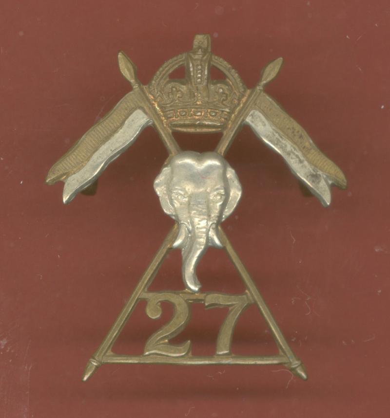 27th Lancers WW2 Officer's cap badge
