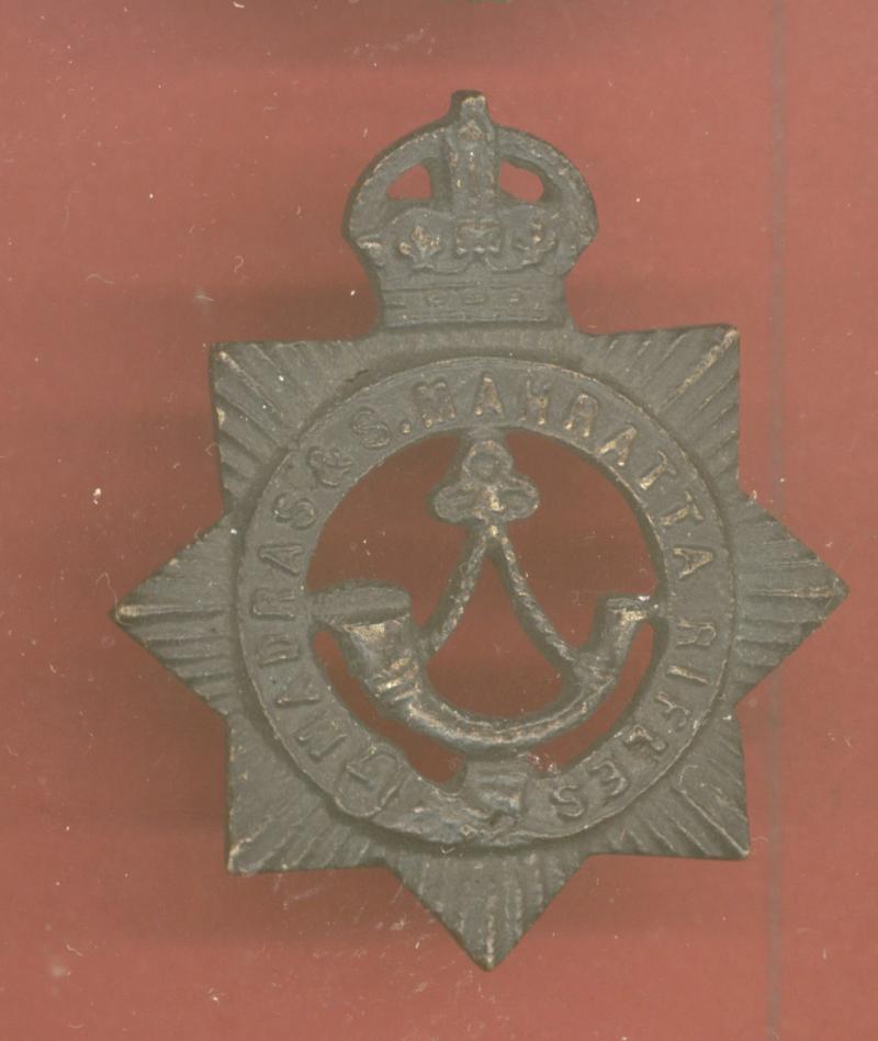 Indian Army Madras & S. Mahratta Railway Rifles AFI Officer's cap badge