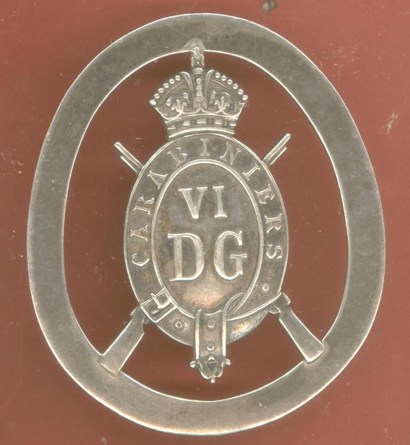 6th (The Carabiniers) Dragoon Guards HM silver SNCO's Arm Badge.