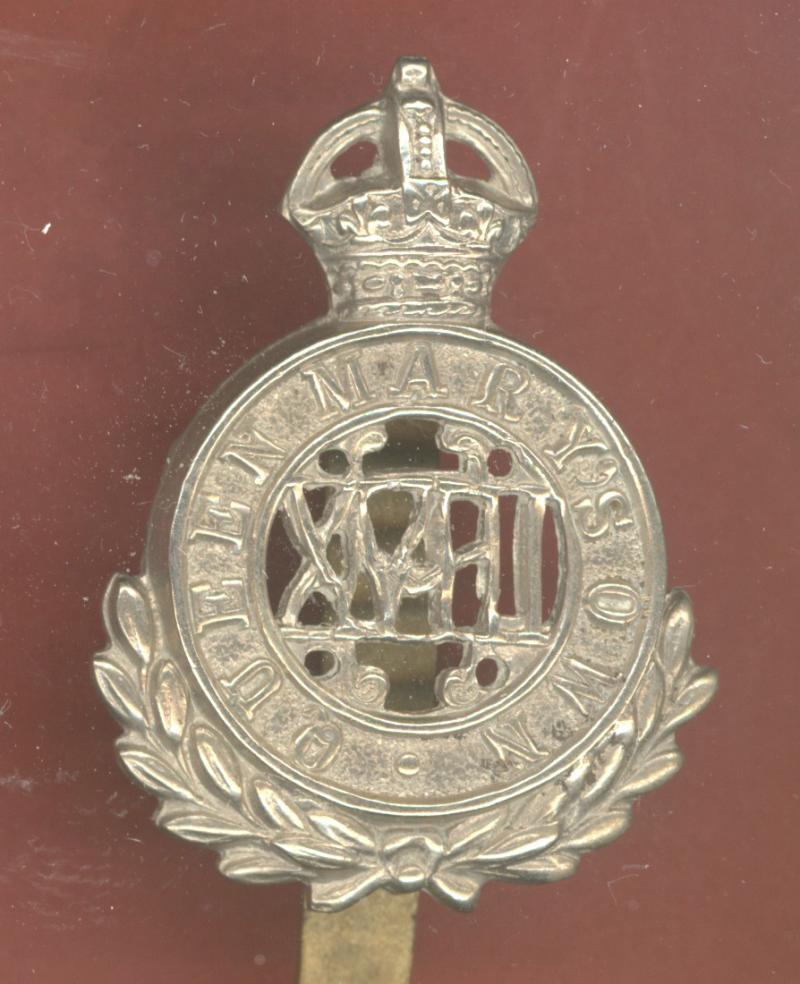 18th Hussars Queen Mary's Own WW1 OR's cap badge