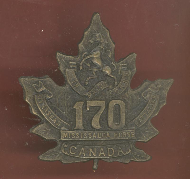 Canadian 170th Mississauga Horse Bn. WW1 CEF cap badge