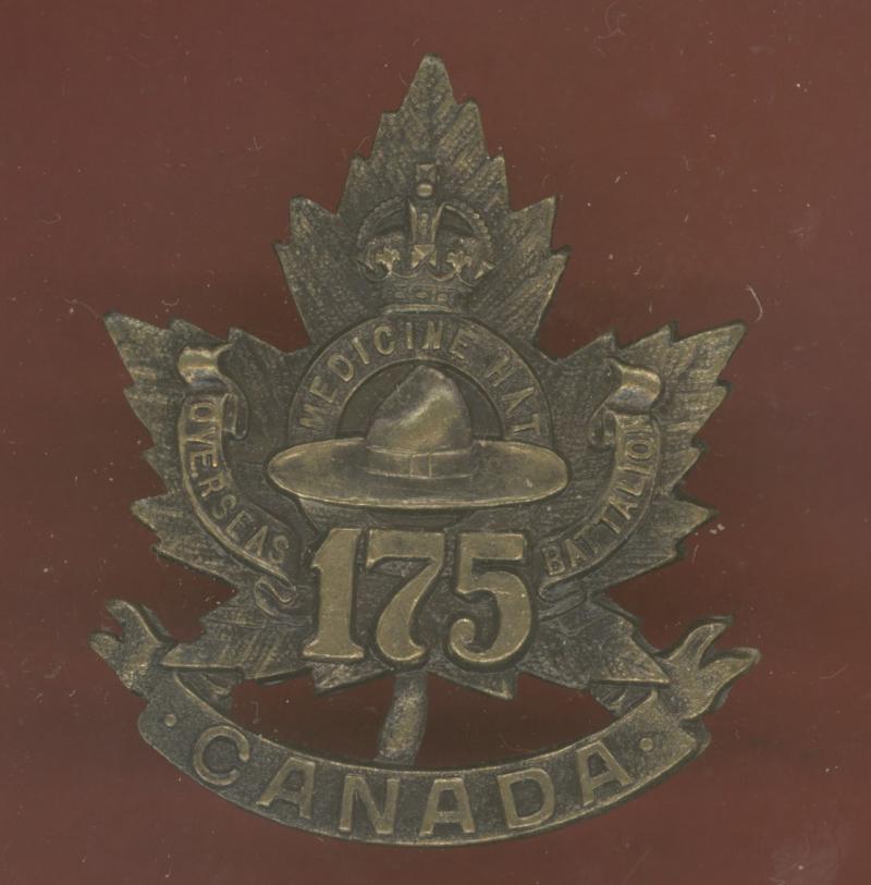 Canadian 175th Medicine Hat, Alberta Bn. WW1 CEF cap badge