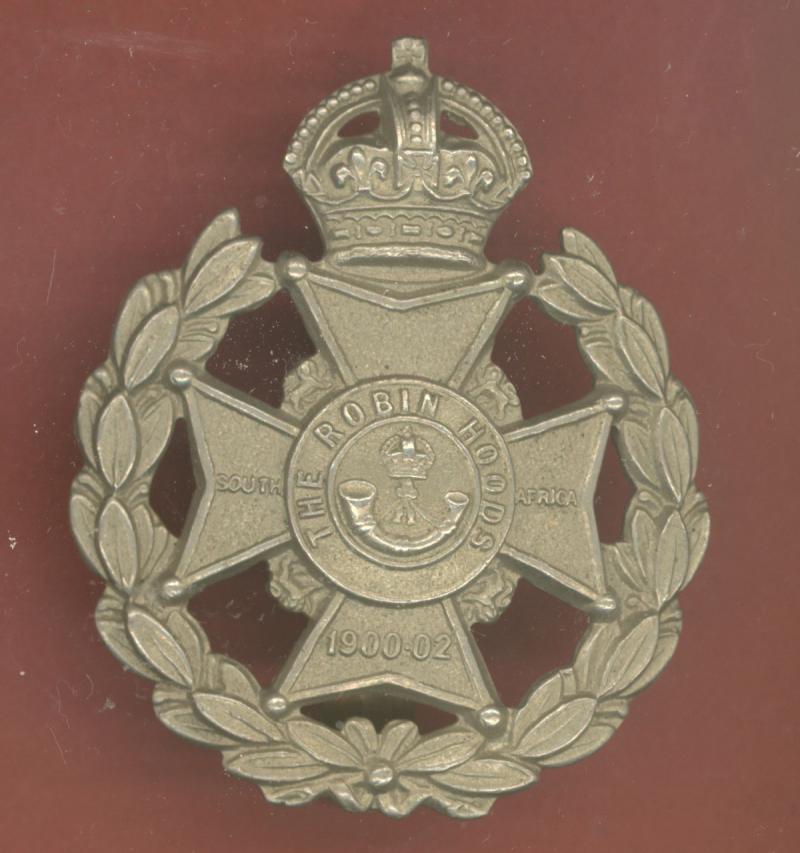 The Robin Hood Rifles WW1 OR's cap badge
