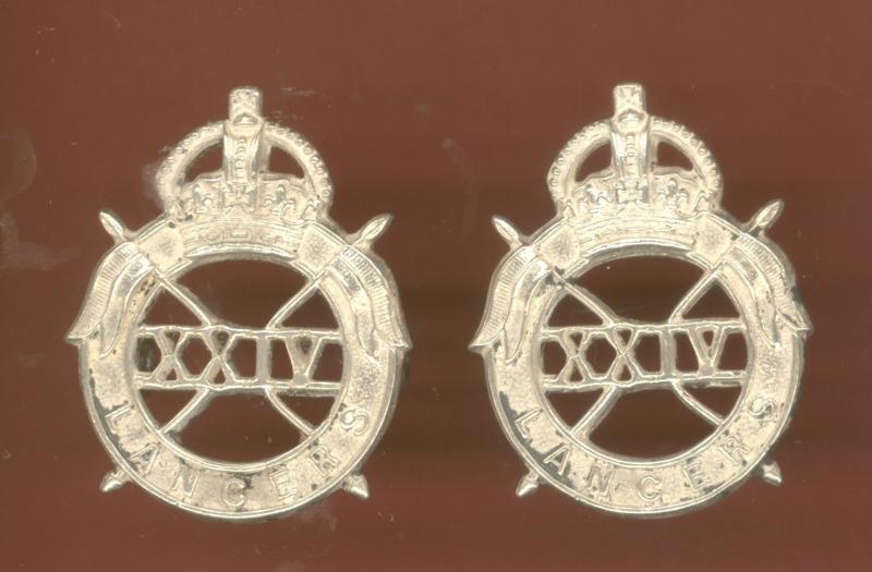 24th Lancers WW2 Officer's dress collar badges