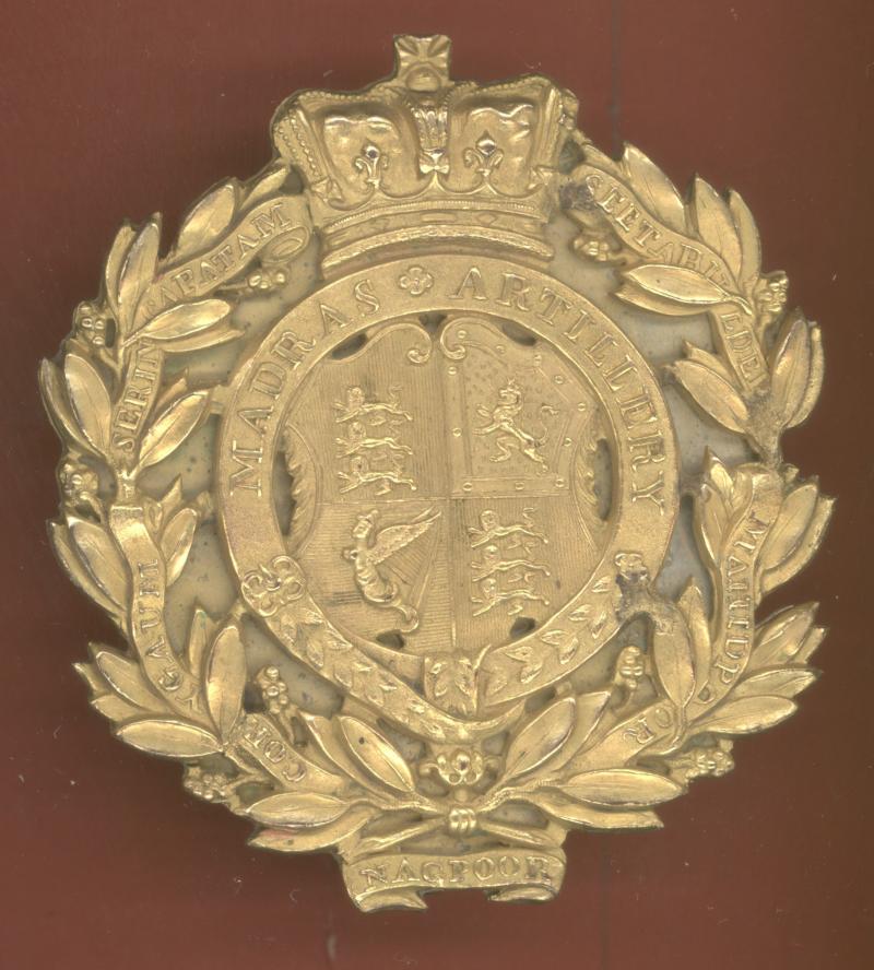 Indian Army Madras Artillery Victorian Officer's  plate