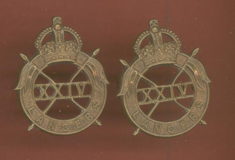 24th Lancers WW2 Officer's OSD collar badges