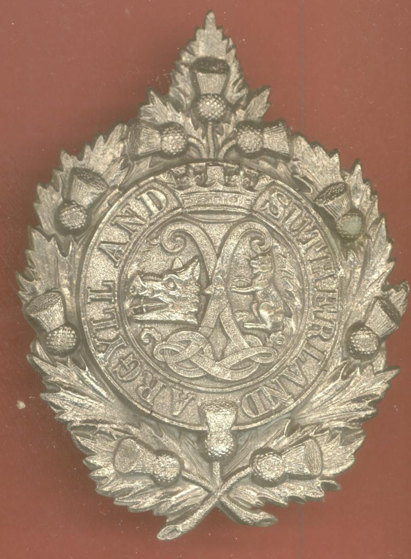 Scottish Argyll & Sutherland Hldrs Victorian glengarry badge