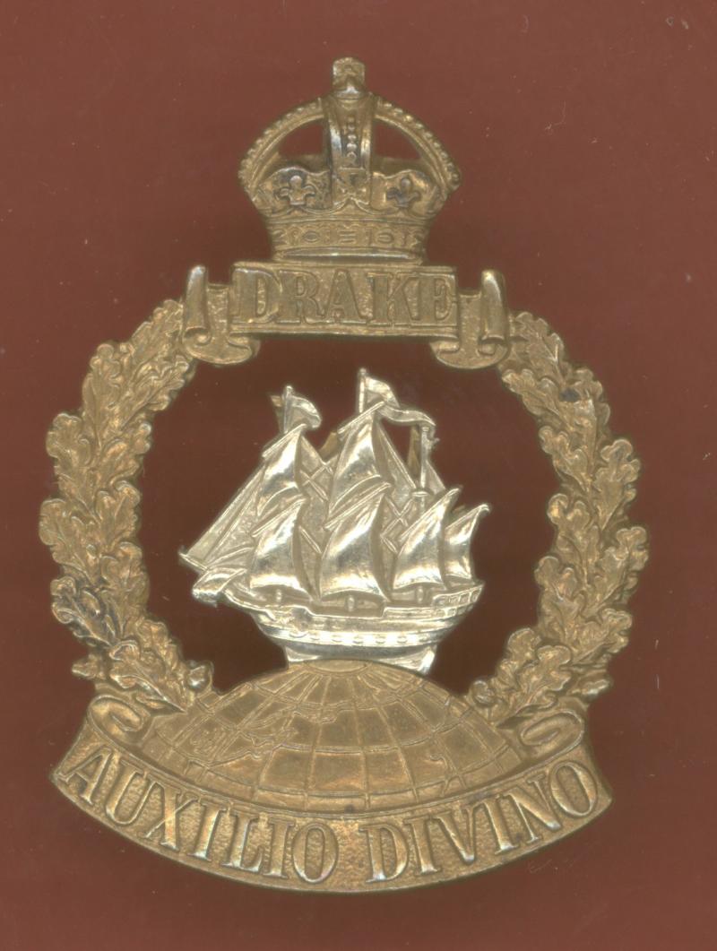 1st Drake Bn. Royal Naval Division WW1 cap badge