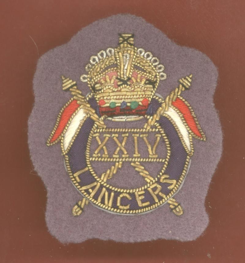 24th Lancers WW2 Officer's bullion beret badge