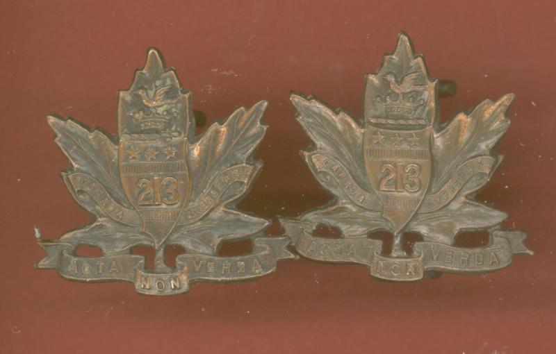 Canadian 213th Toronto Americans Bn.  Collar Badges