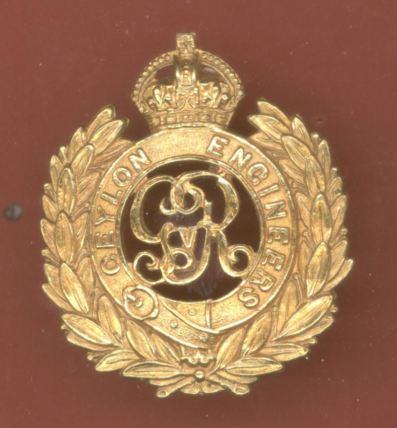 Indian Army Ceylon  Engineers WW1 Officer's cap badge