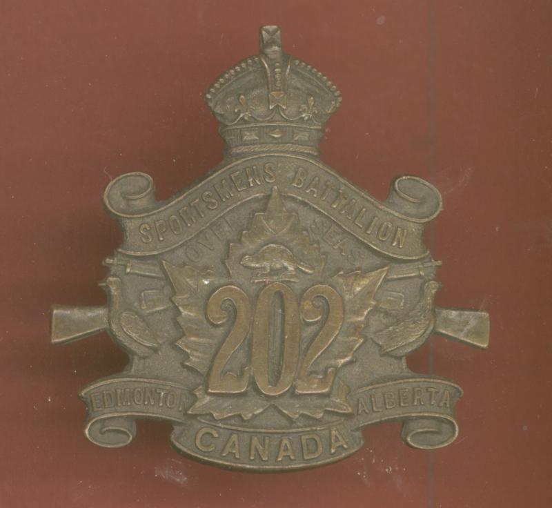 Canadian 202nd Edmonton Sportsmen Bn. WW1 CEF cap badge