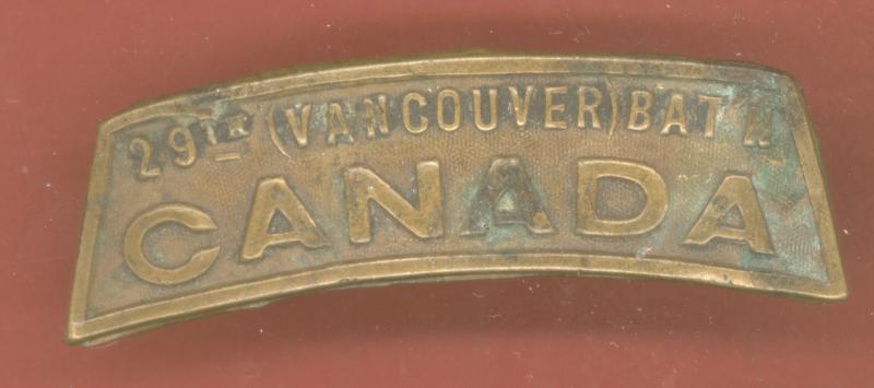 Canada. 29th Vancouver Battalion CEF WW1 shoulder title