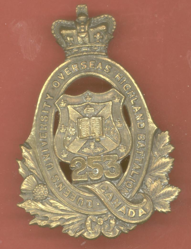 Canadian 253rd Queen’s University Highland Bn. WW1 CEF cap badge
