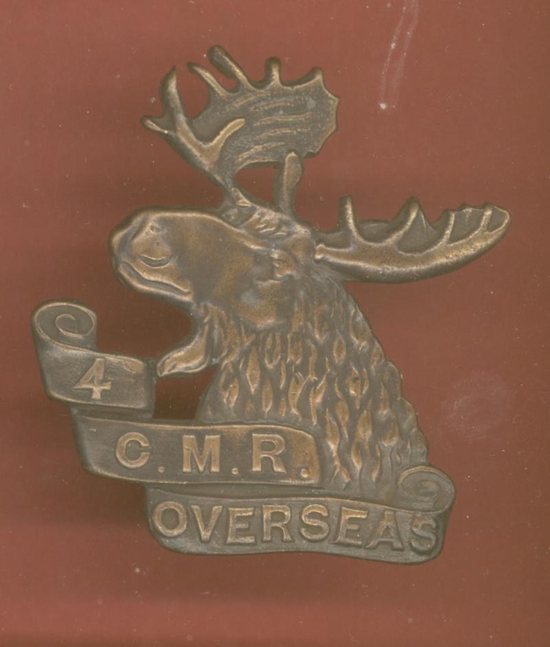 4th Canadian Mounted Rifles Regt WW1 CEF cap badge