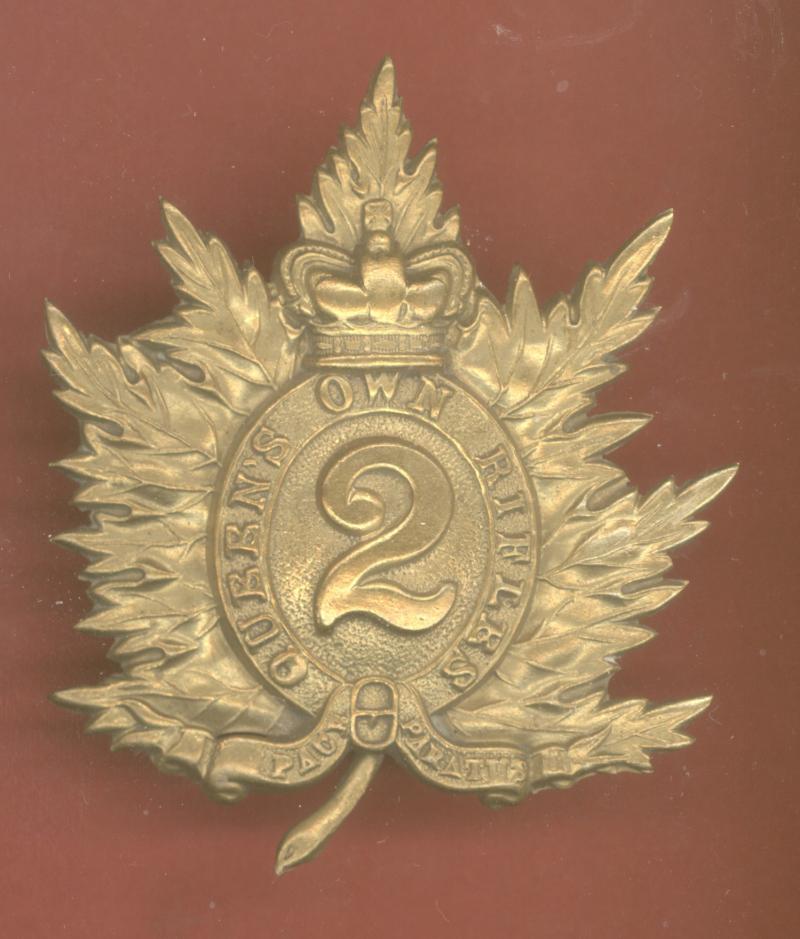 Canadian Militia 2nd Queen's Own Rifles of Canada Victorian glengarry badge