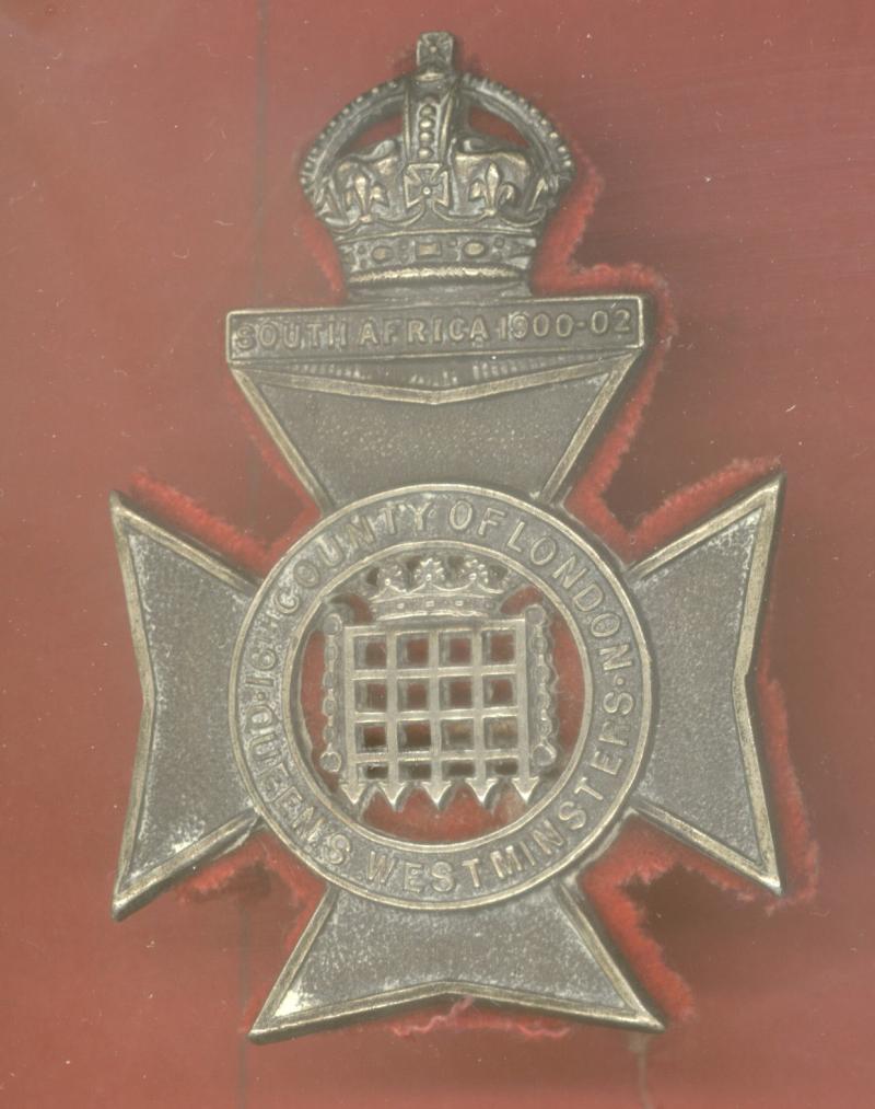 16th County of London Bn. Queen's Westminster Rifles Officer's busby badge