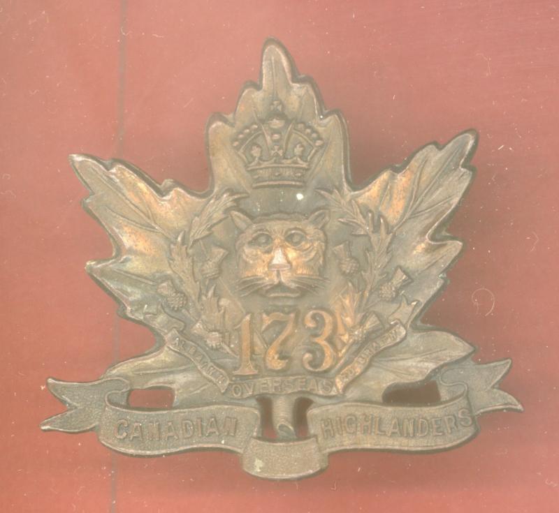 Canadian 173rd Canadian Highlanders Bn. WW1 CEF OR's cap badge