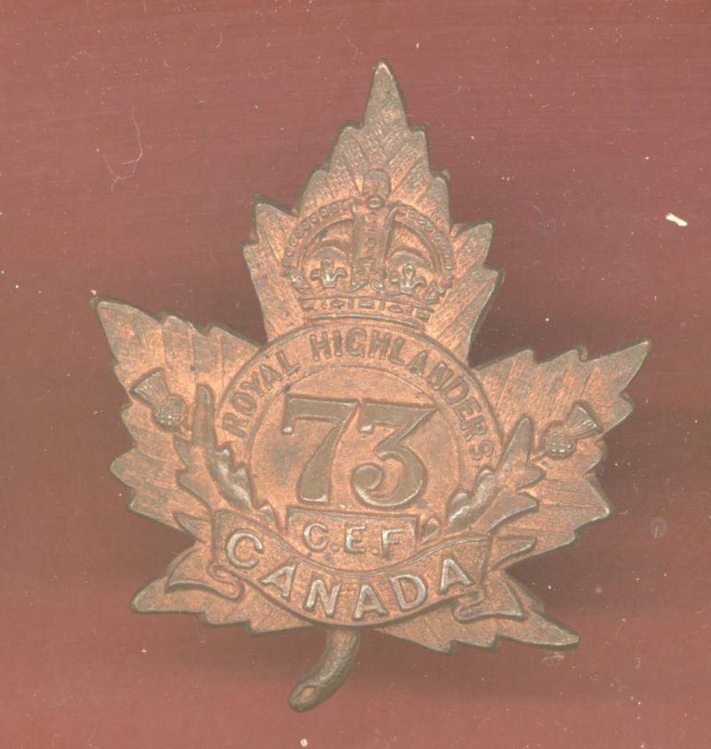 Canadian 73rd Black Watch of Canada Bn. WW1 CEF  badge