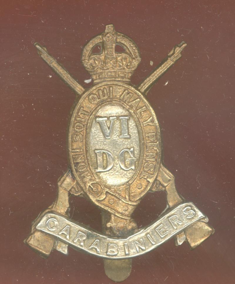 6th Dragoon Guards Carabiniers WW1 OR's cap badge