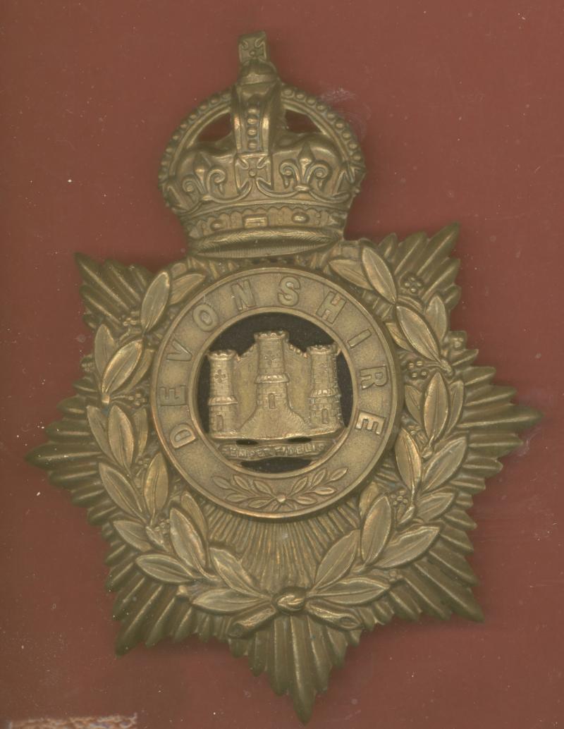 Devonshire Regiment Edwardian OR helmet plate