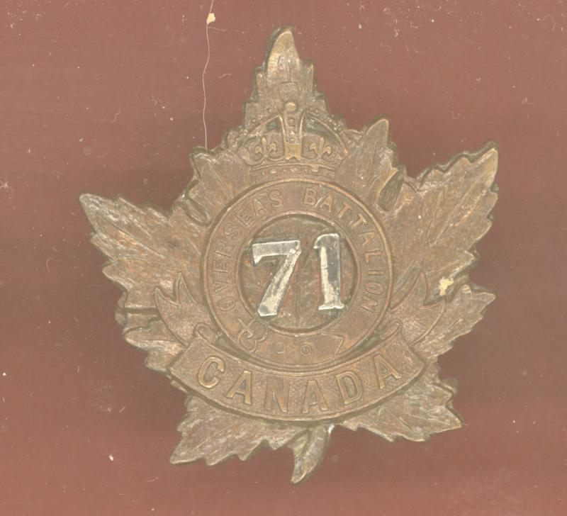 Canadian 71st Woodstock Ontario Bn. WW1 CEF cap badge